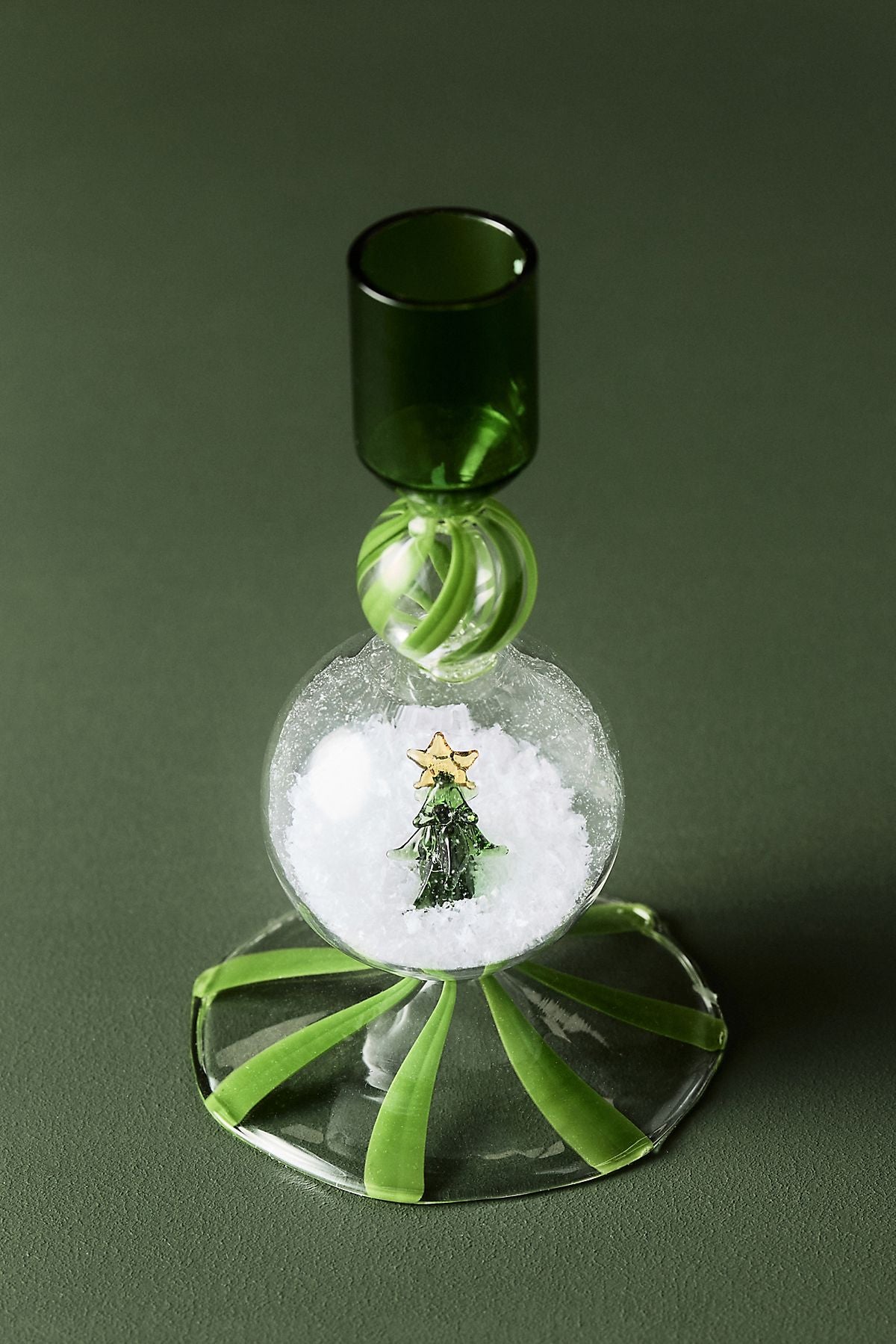 Bougeoir en verre tourbillon
