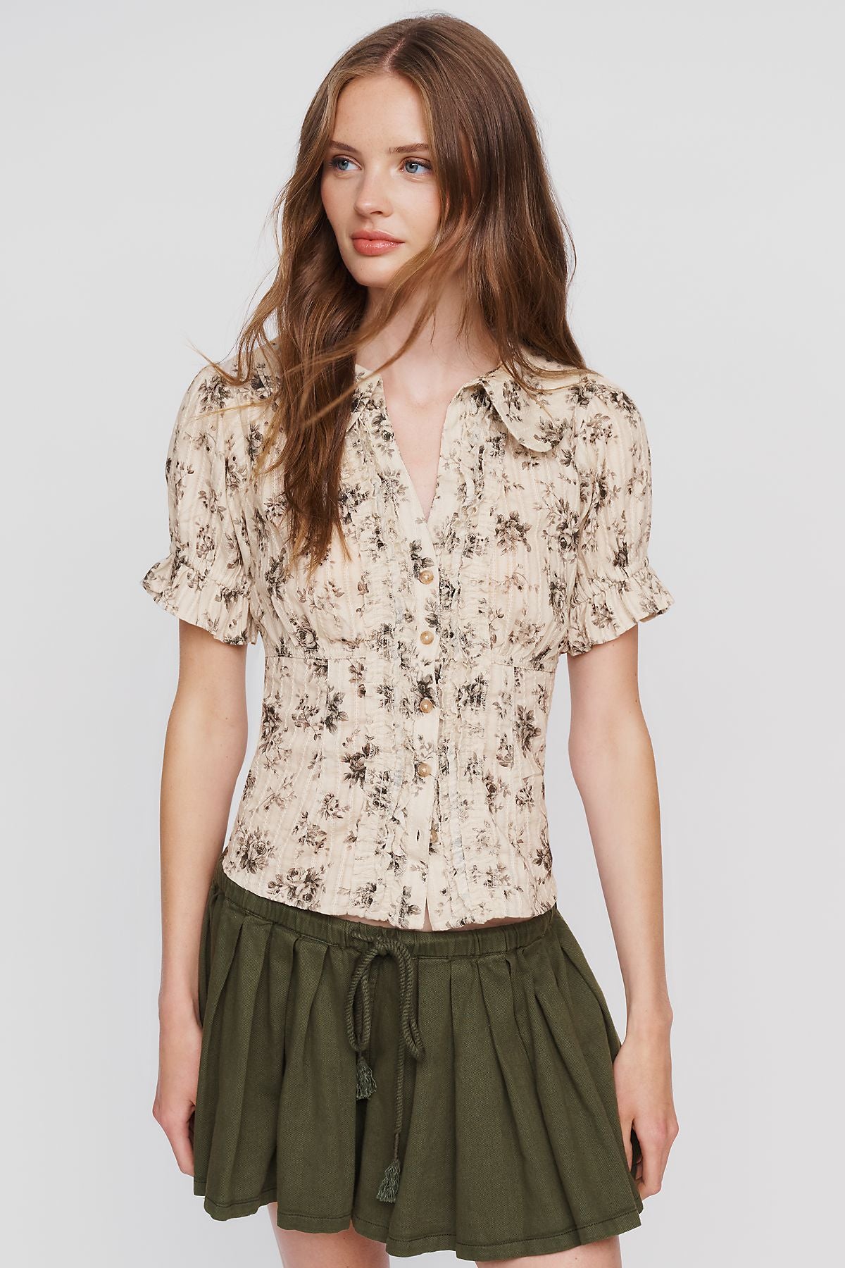 Pilcro Keira Waisted Tuxedo Blouse