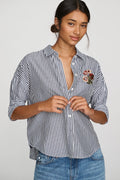 Maeve Mabel Boxy Oxford Embroidered Shirt