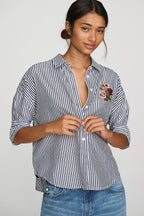 Maeve Mabel Boxy Oxford Embroidered Shirt