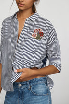 Maeve Mabel Boxy Oxford Embroidered Shirt