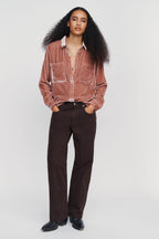 Pilcro Hadley Velvet Relaxed Buttondown Shirt