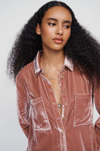 Pilcro Hadley Velvet Relaxed Buttondown Shirt