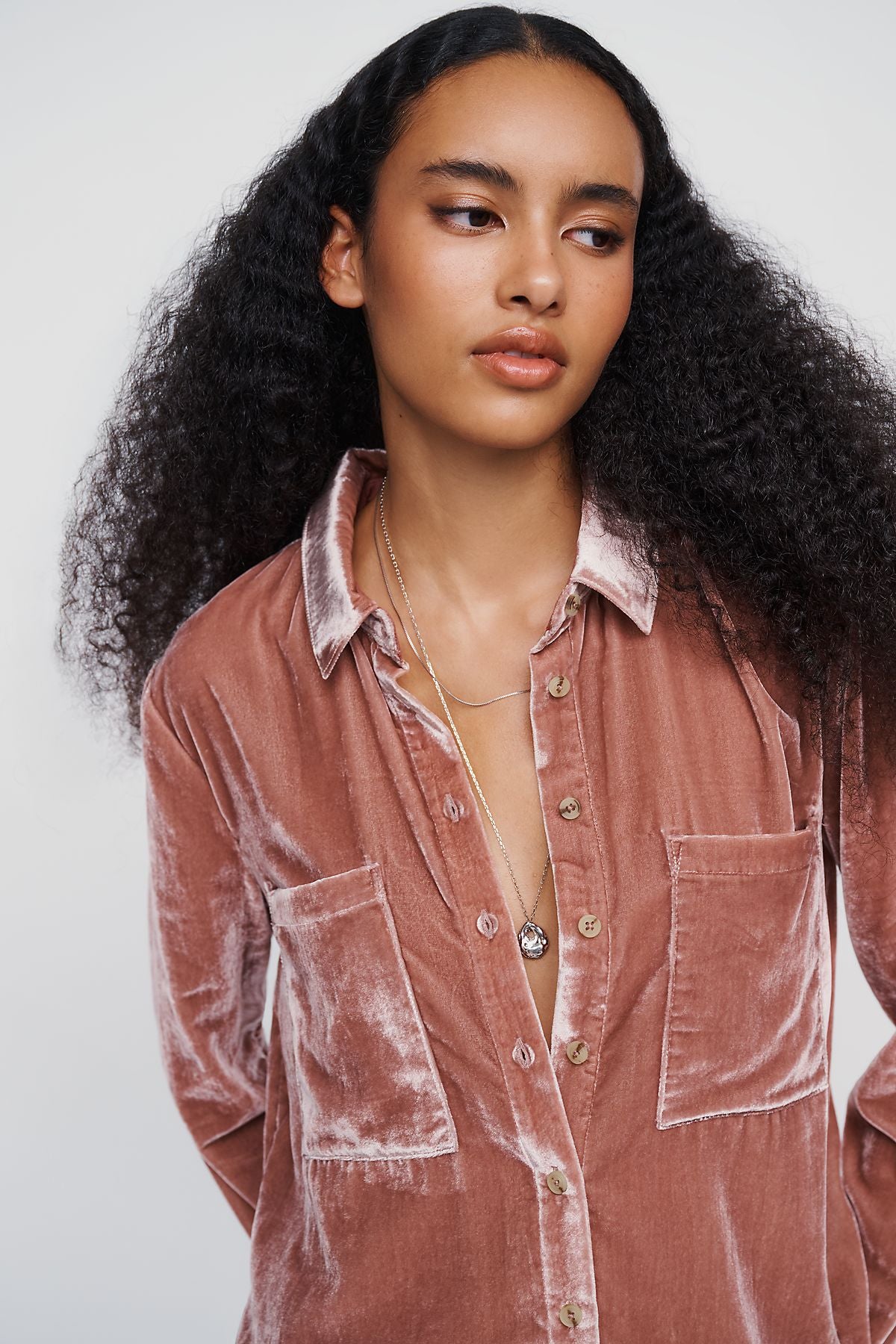 Pilcro Hadley Velvet Relaxed Buttondown Shirt
