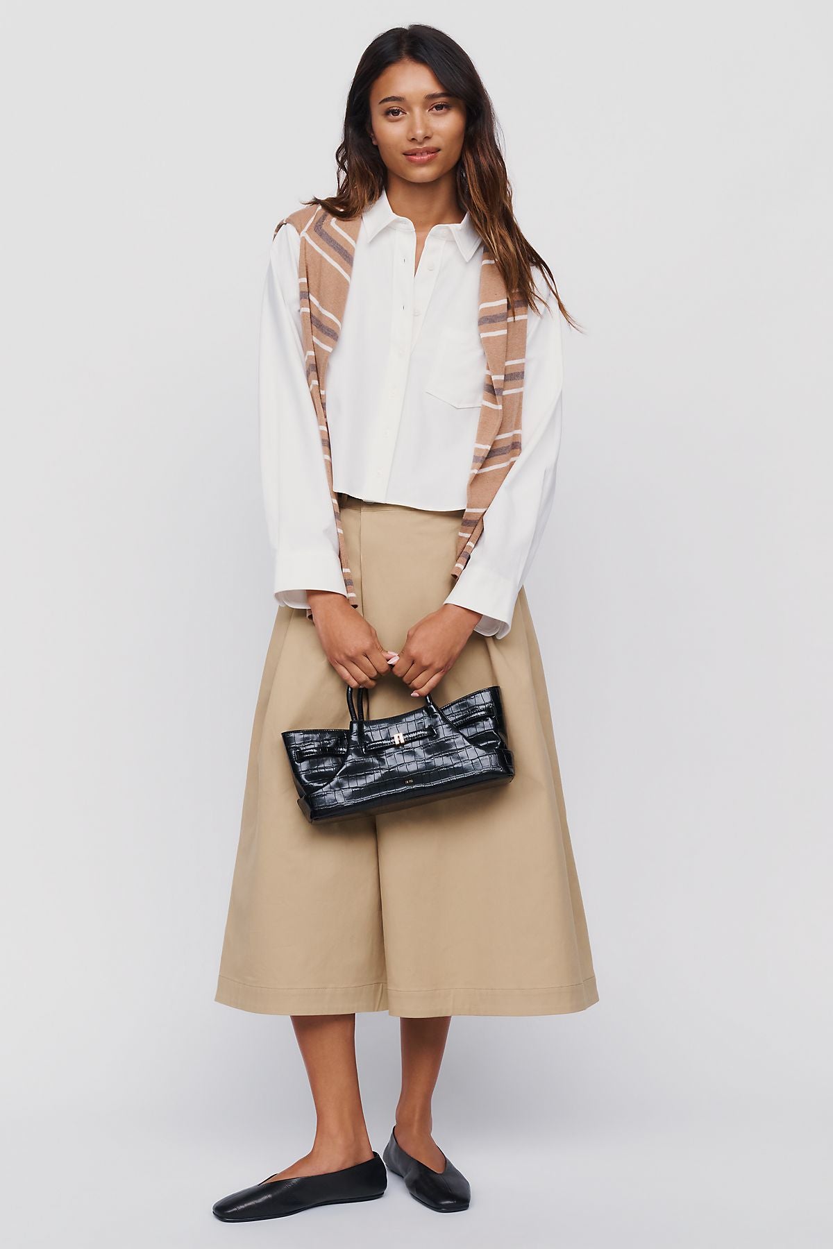 Maeve Merritt Cotton Stretch Cropped Buttondown Shirt