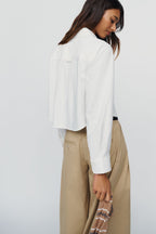 Maeve Merritt Cotton Stretch Cropped Buttondown Shirt