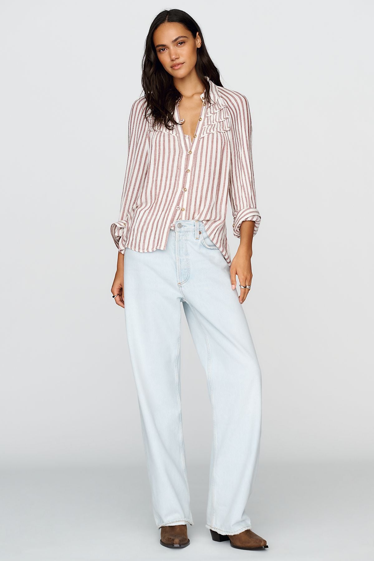 Pilcro Shirred Buttondown Shirt