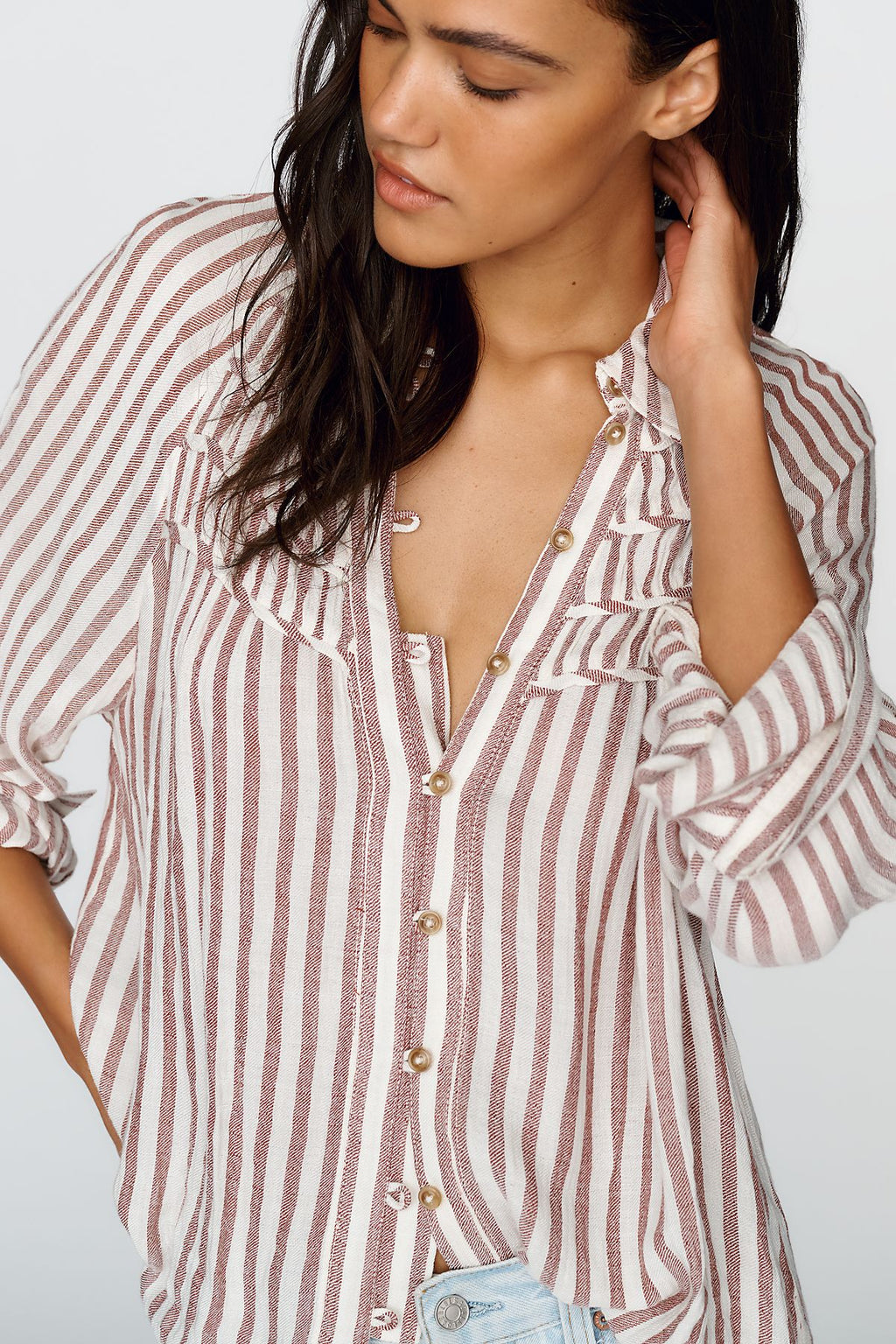 Pilcro Shirred Buttondown Shirt