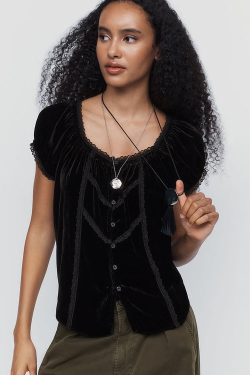 By Anthropologie Amber Velvet Top