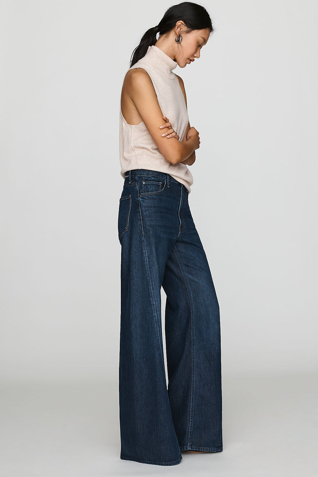 MOTHER The Lemon Twist Sneak High-Rise Wide-Leg Jeans