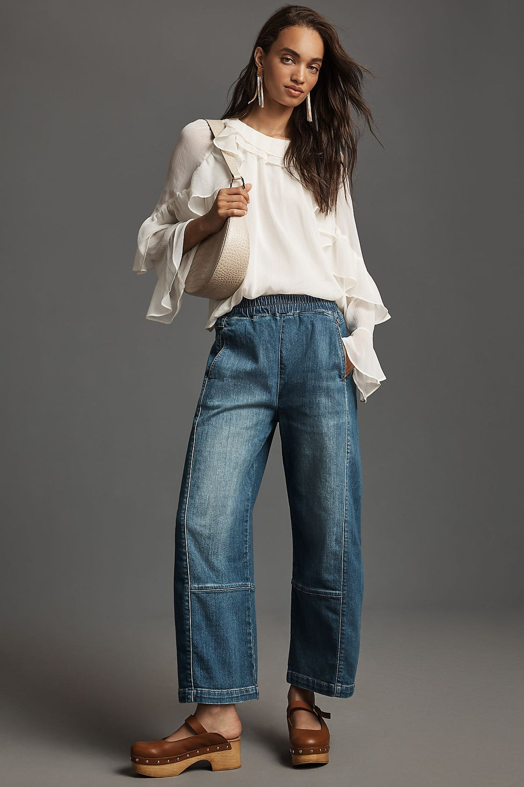 Pilcro Izzie Relaxed Pull On Barrel Jeans
