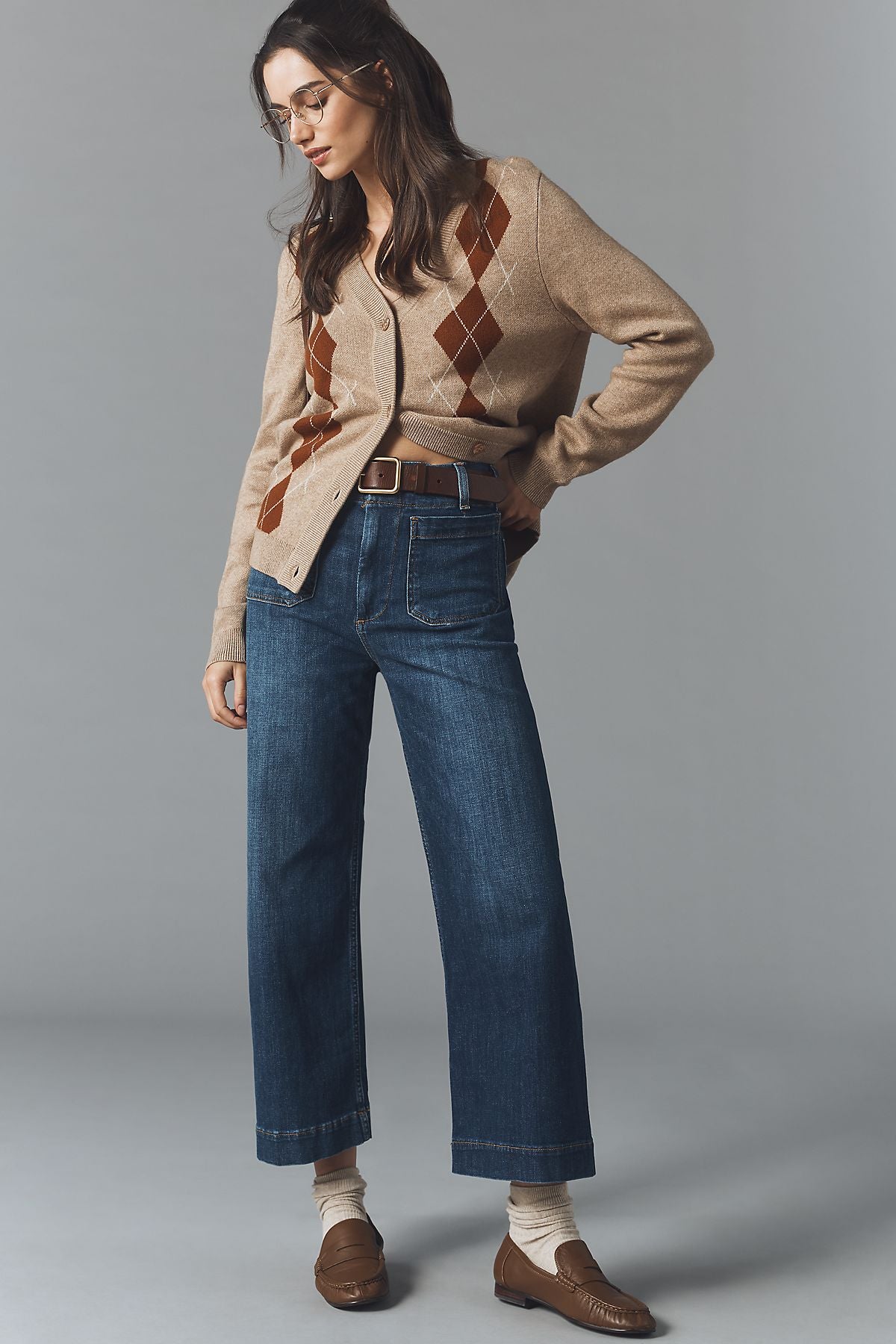 Maeve Colette High-Rise Wide-Leg Cropped Jeans