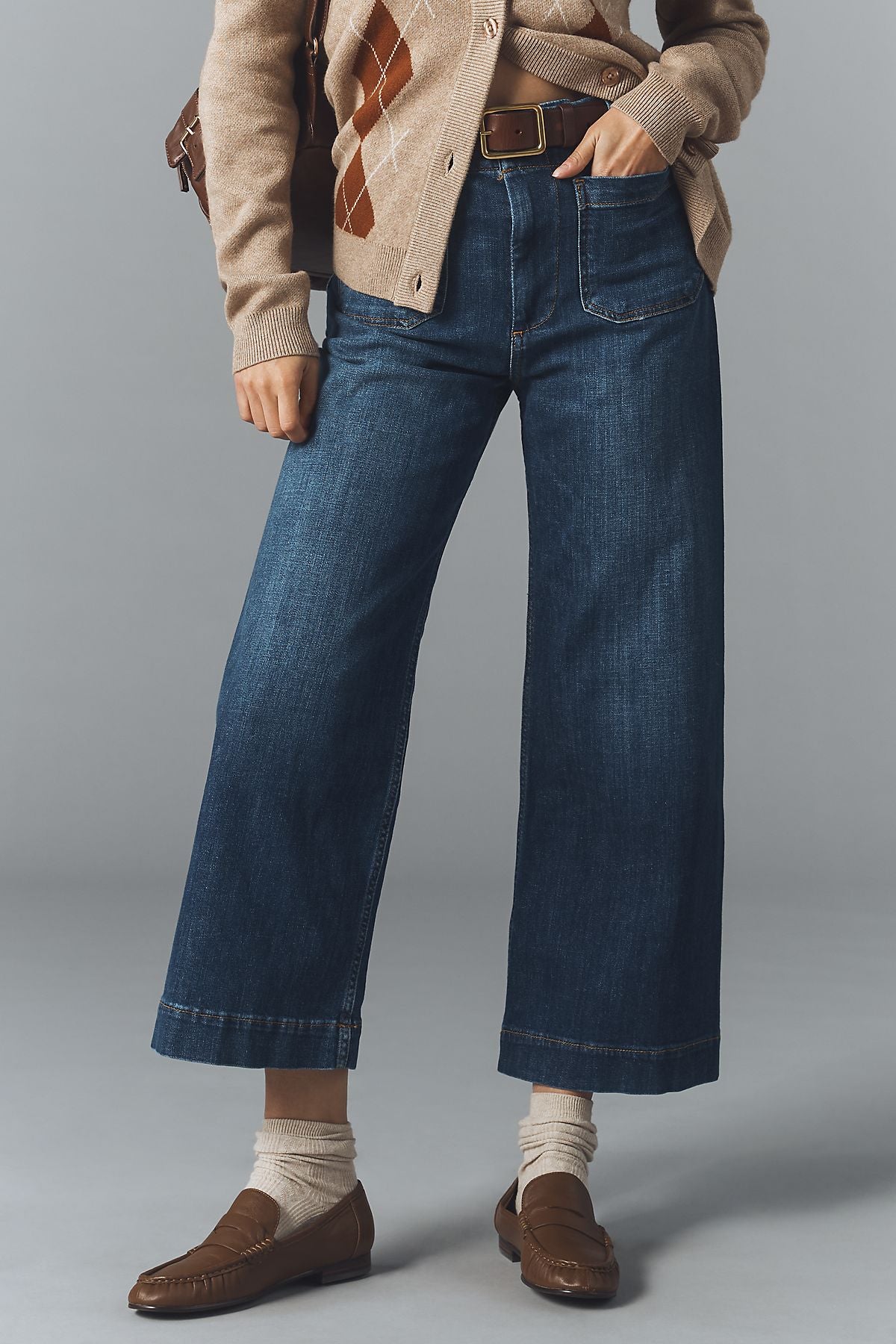 Maeve Colette High-Rise Wide-Leg Cropped Jeans