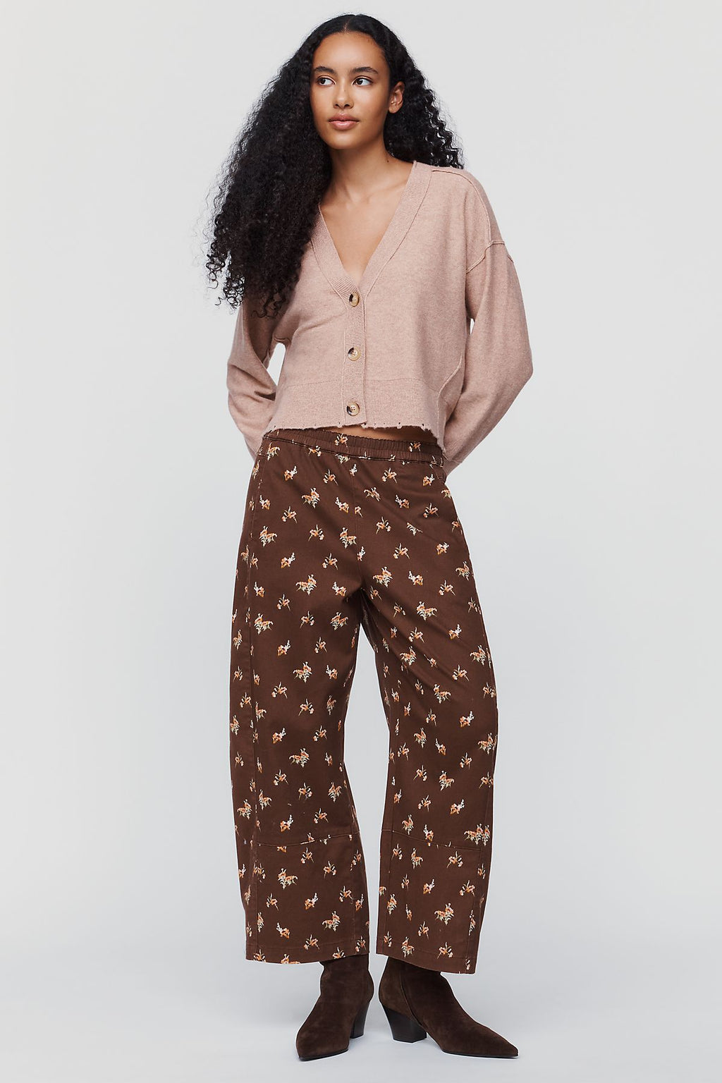 Pilcro Izzie Relaxed Printed Pull On Barrel Pants