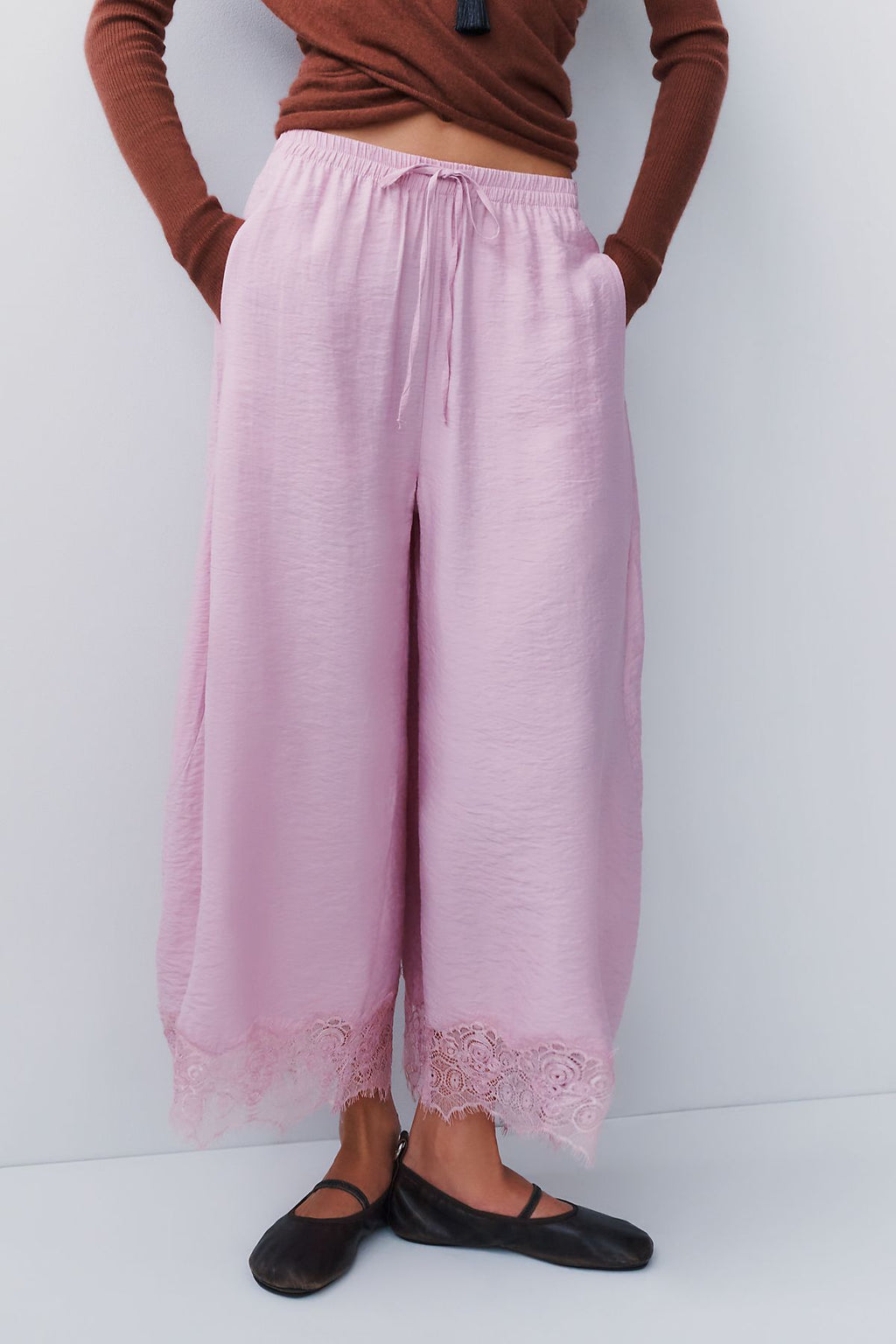 By Anthropologie Reverie Lace-Trim Tapered Pants