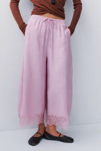 By Anthropologie Reverie Lace-Trim Tapered Pants