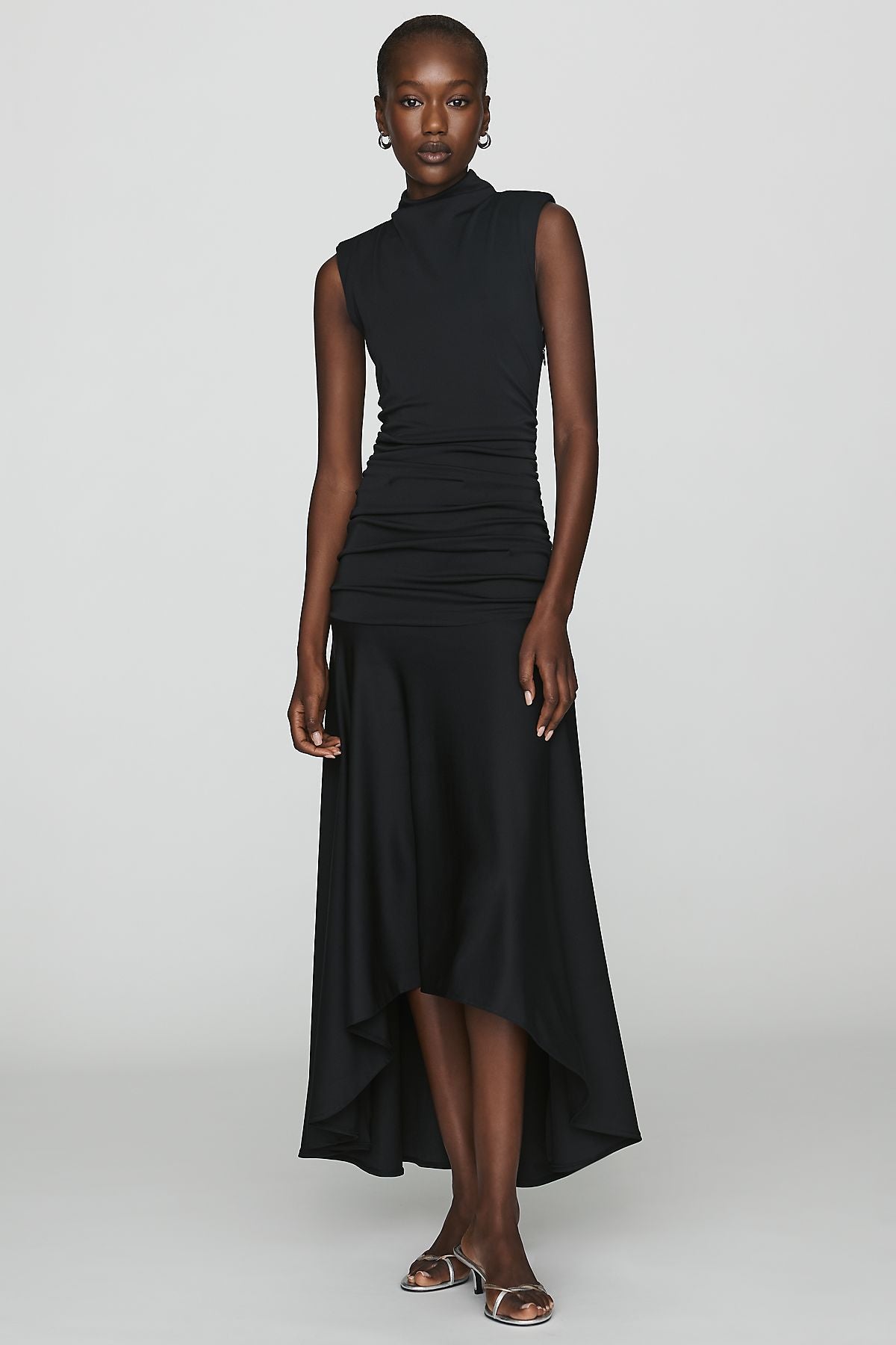 Maeve Mock Ruched Neck Dress