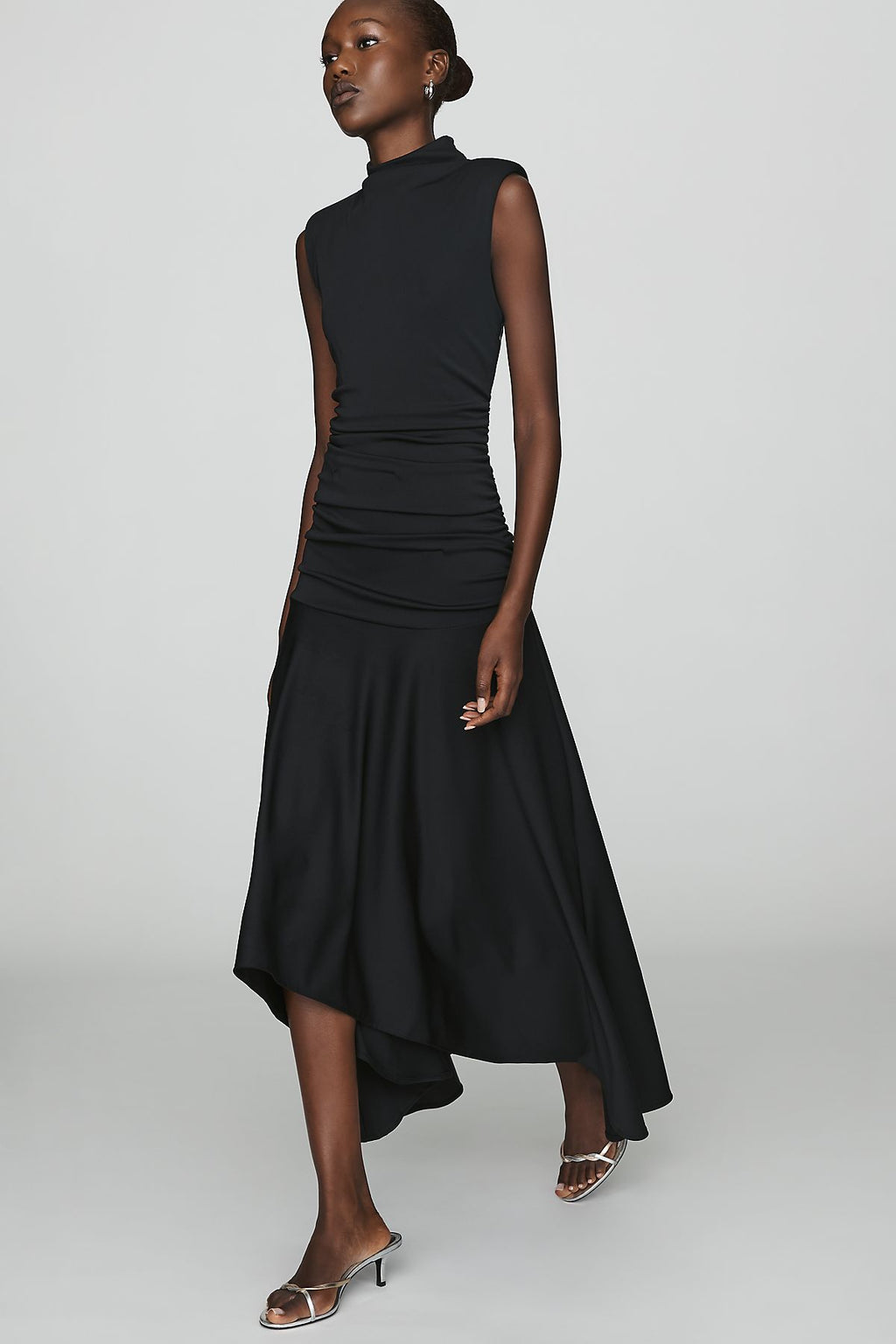 Maeve Mock Ruched Neck Dress