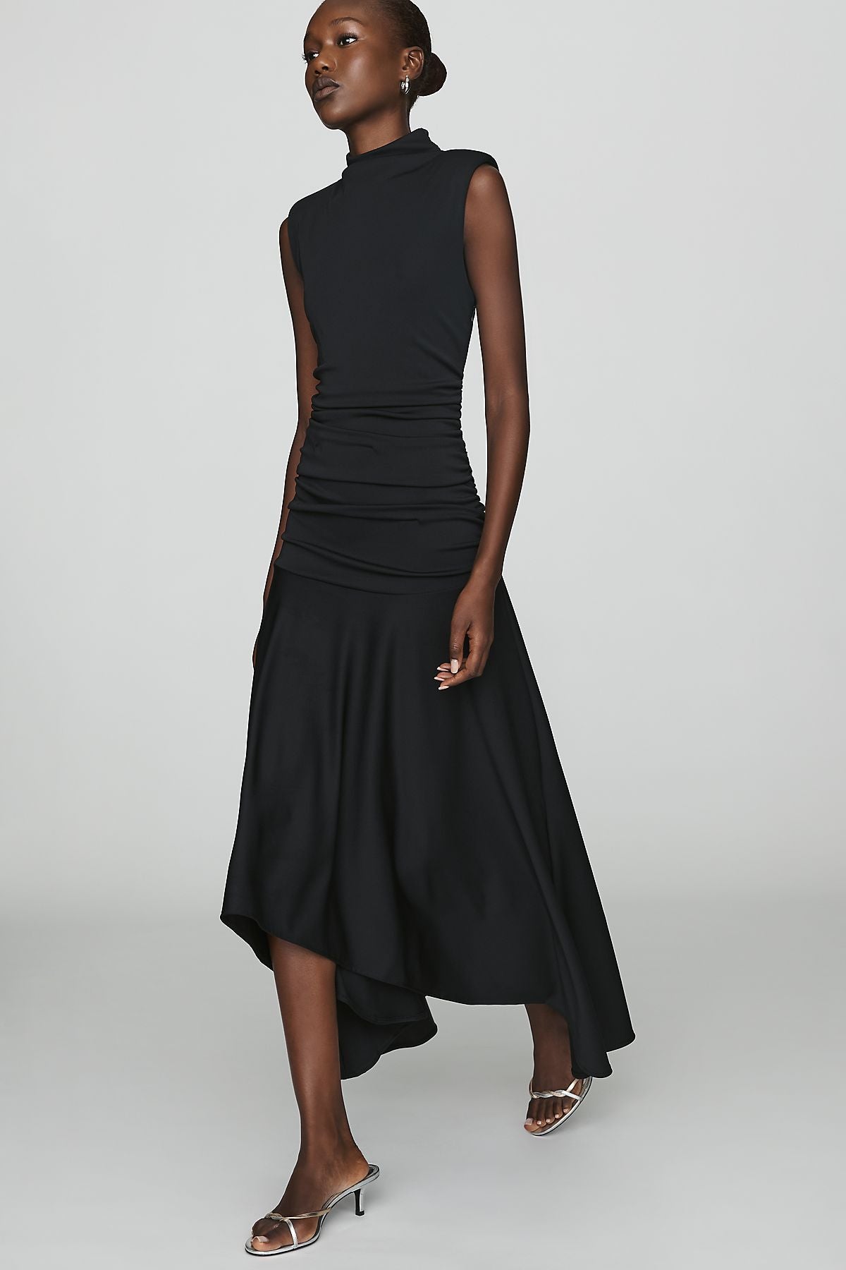 Maeve Mock Ruched Neck Dress