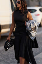 Maeve Mock Ruched Neck Dress