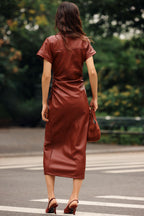 Pilcro Greer Faux Leather Midi Shirtdress