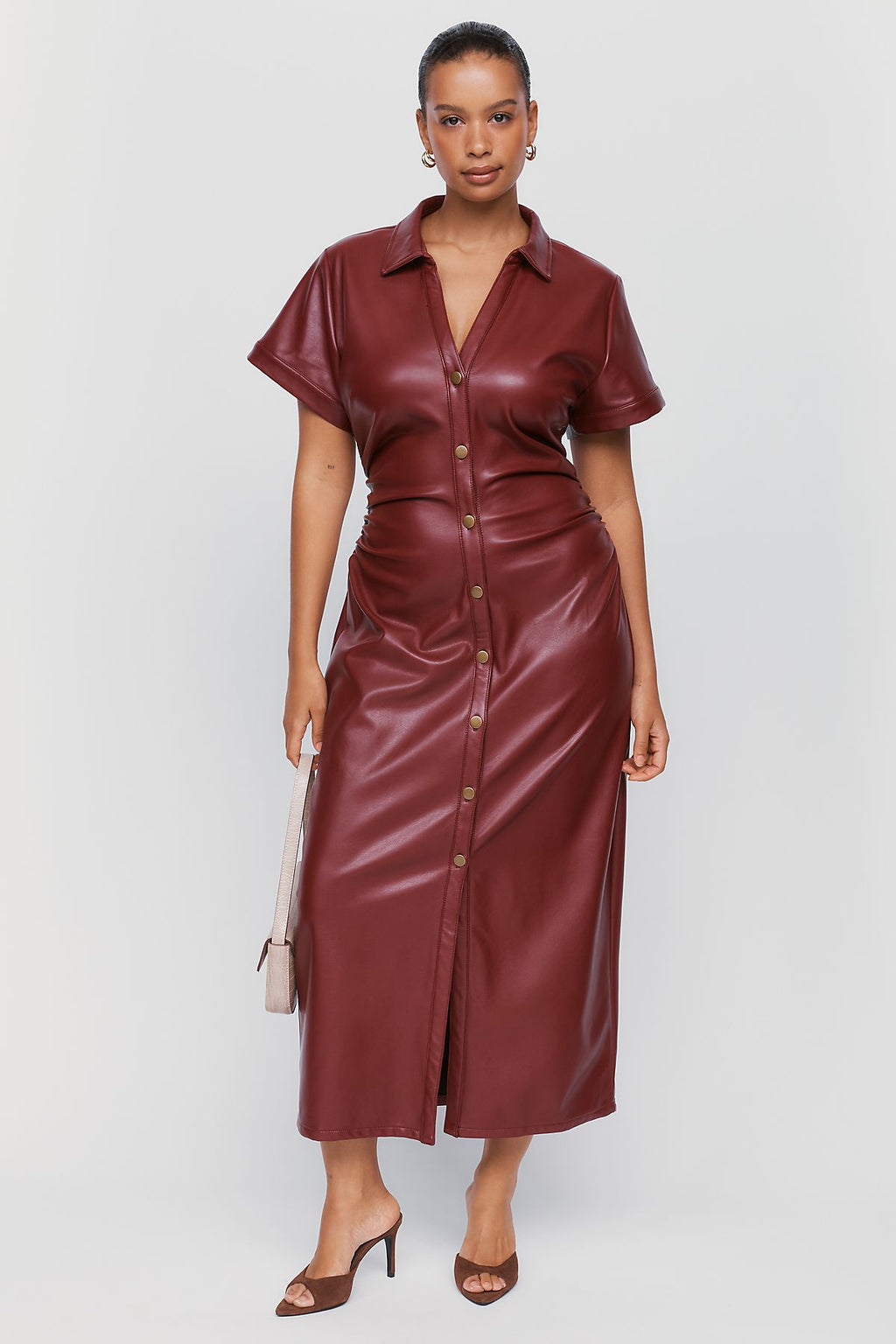 Pilcro Greer Faux Leather Midi Shirtdress