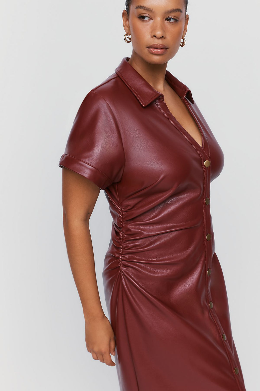 Pilcro Greer Faux Leather Midi Shirtdress