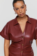 Pilcro Greer Faux Leather Midi Shirtdress