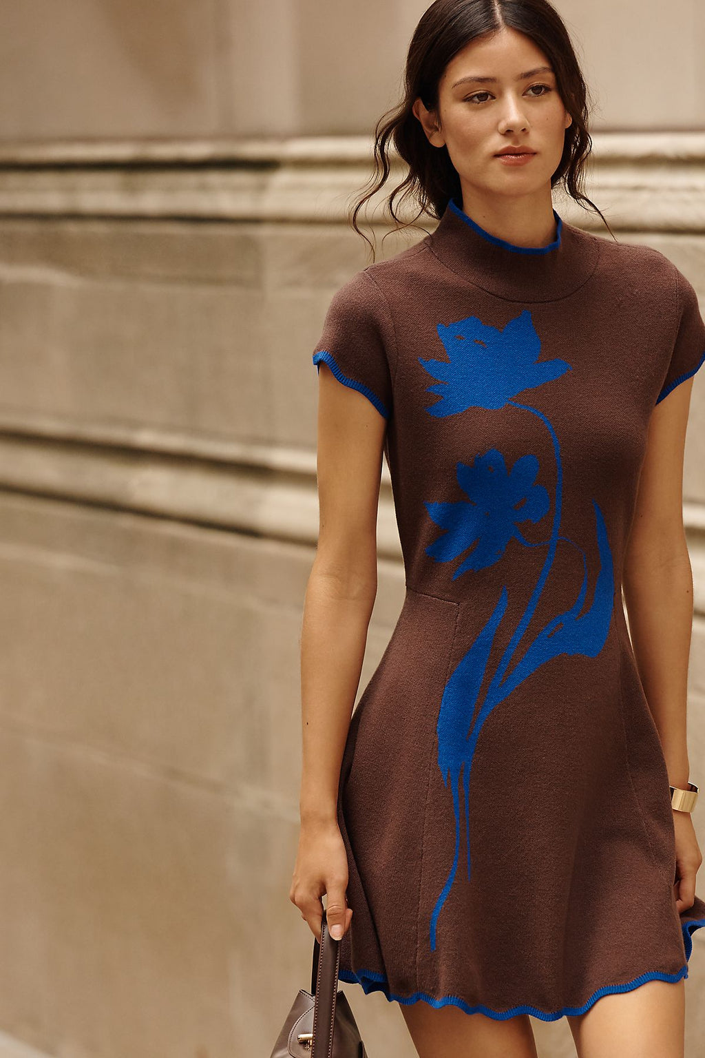 By Anthropologie Short-Sleeve Mock-Neck Sweater Dress