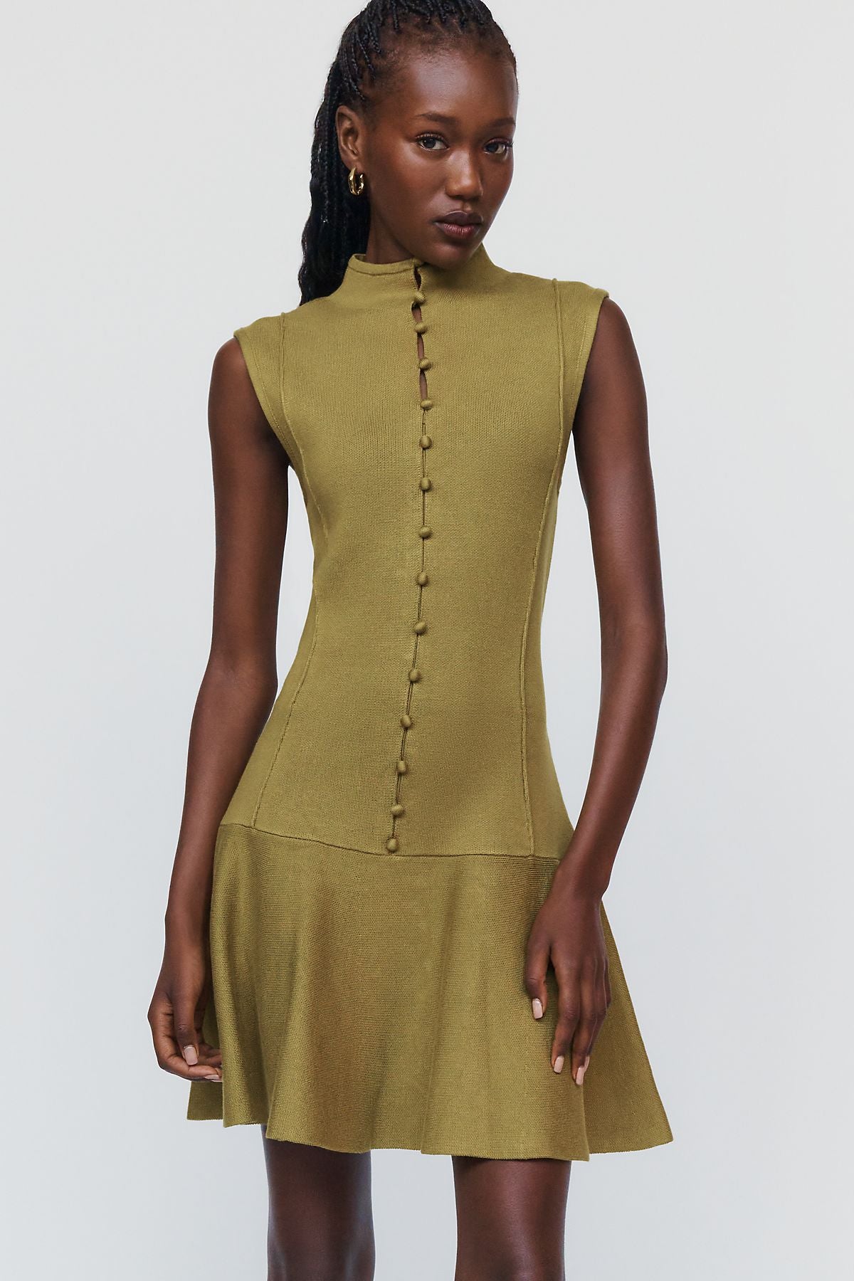 By Anthropologie Mock Neck Sweater Mini Dress