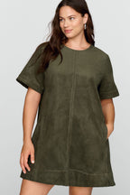 Maeve Emmy Faux Suede Short Sleeve Mini Swing Dress