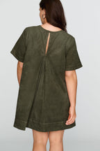 Maeve Emmy Faux Suede Short Sleeve Mini Swing Dress