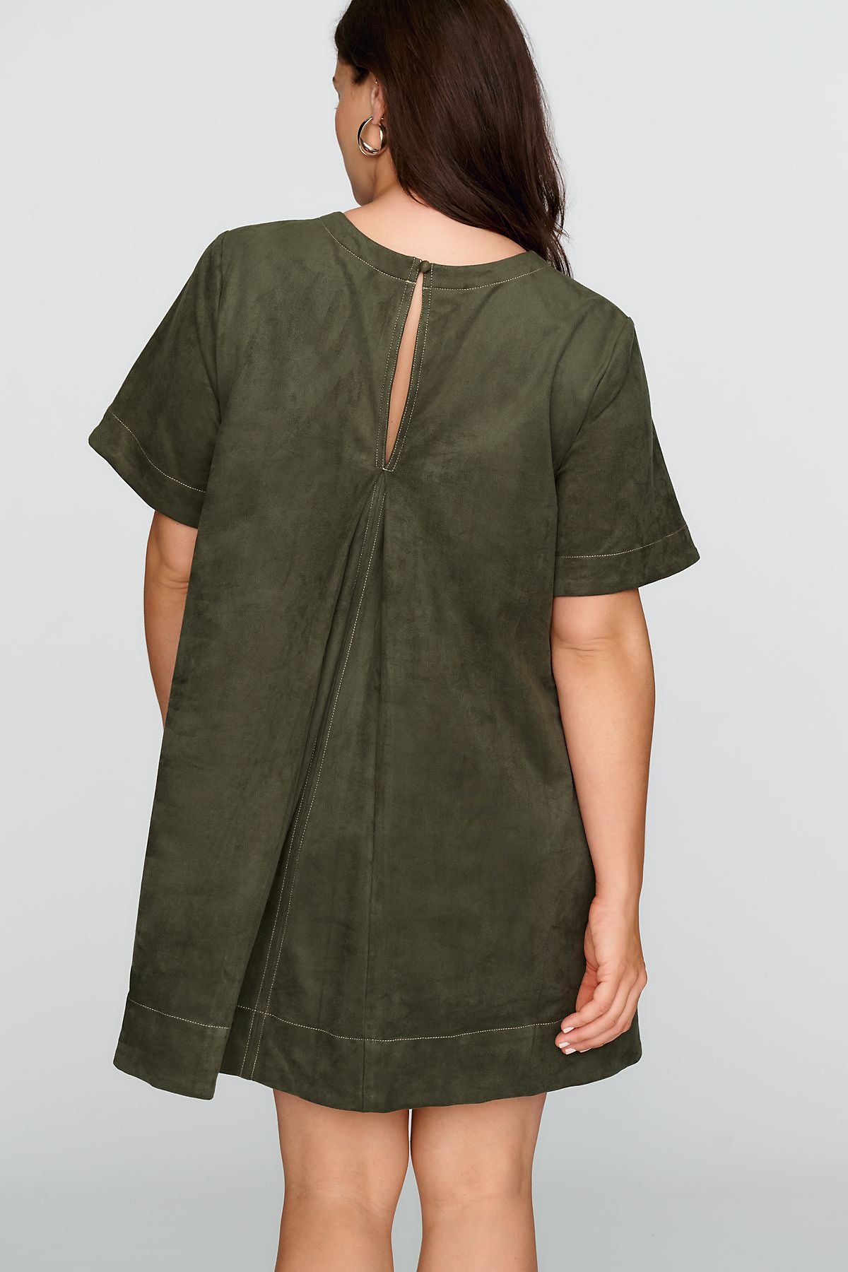 Maeve Emmy Faux Suede Short Sleeve Mini Swing Dress