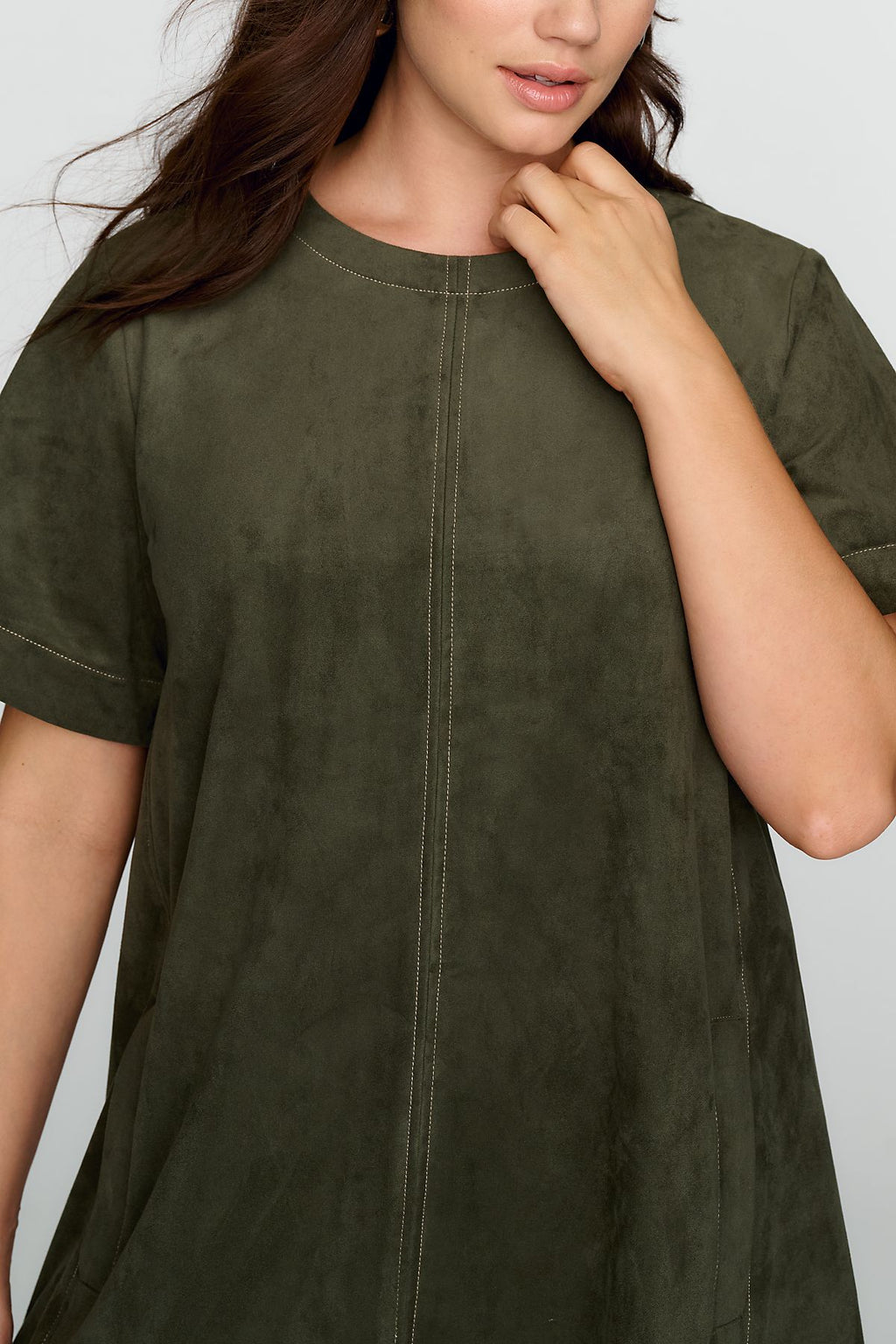 Maeve Emmy Faux Suede Short Sleeve Mini Swing Dress