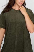 Maeve Emmy Faux Suede Short Sleeve Mini Swing Dress