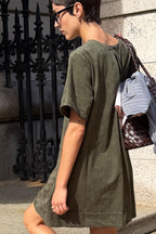 Maeve Emmy Faux Suede Short Sleeve Mini Swing Dress