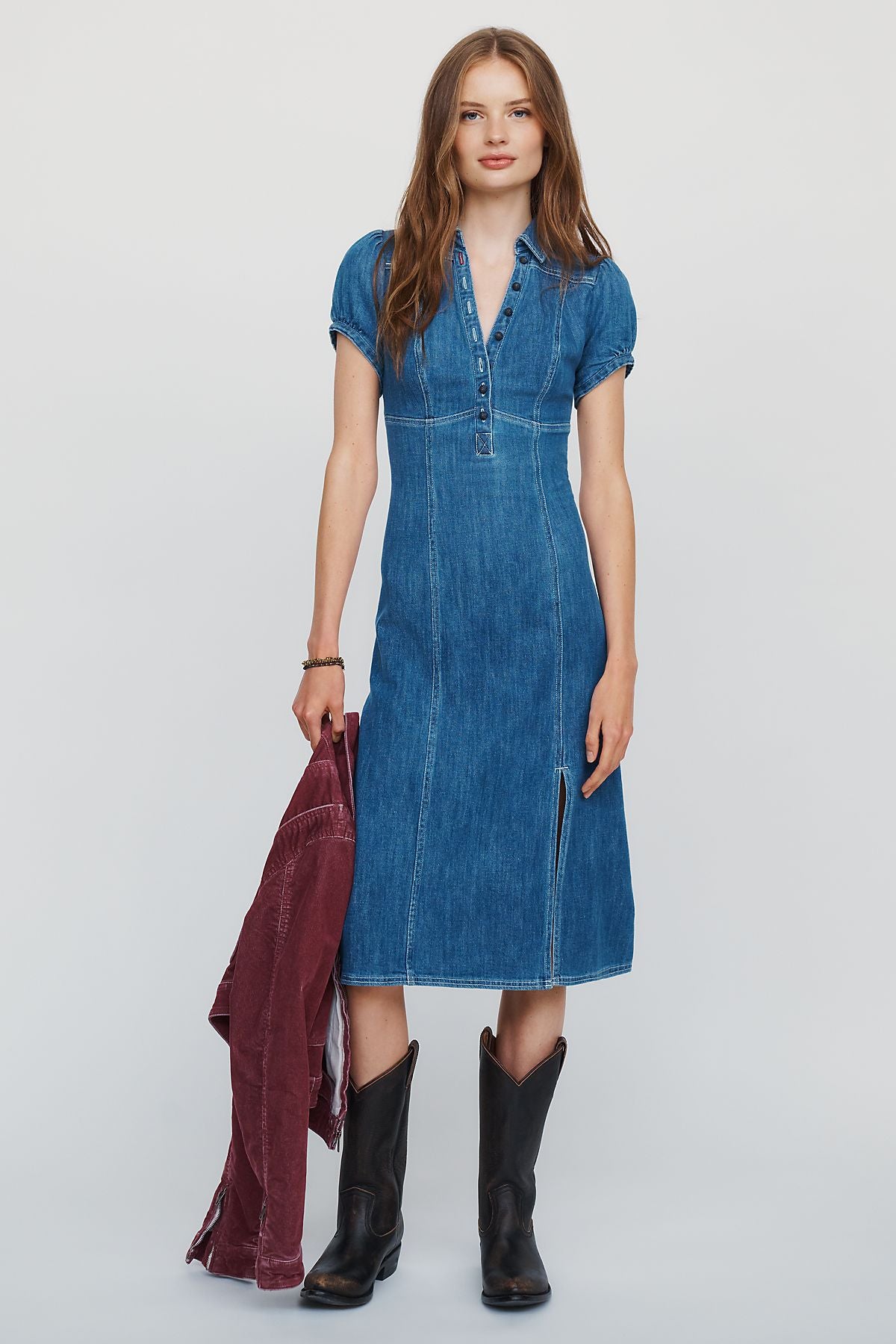 Pilcro Rebekah Denim Slim Midi Dress