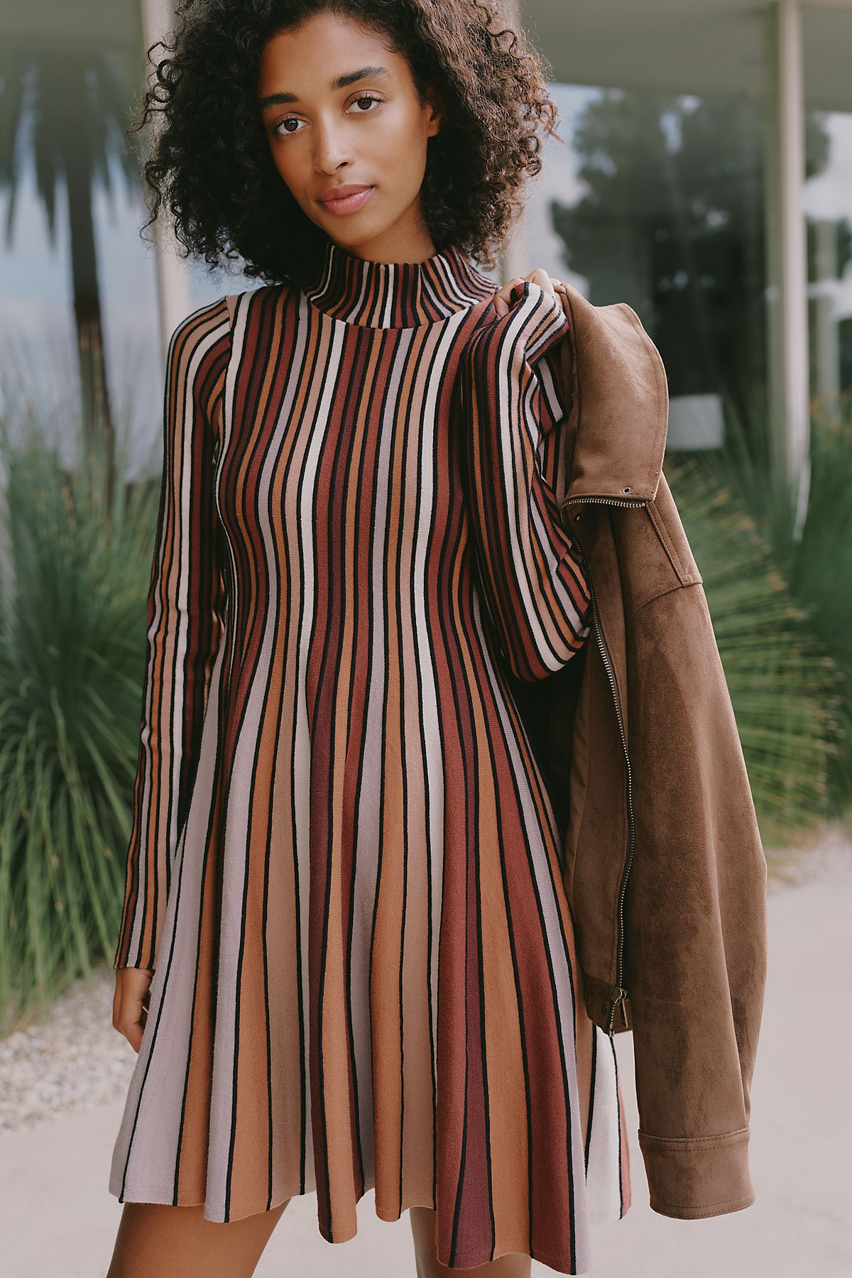 Maeve Mock Neck Mini Dress