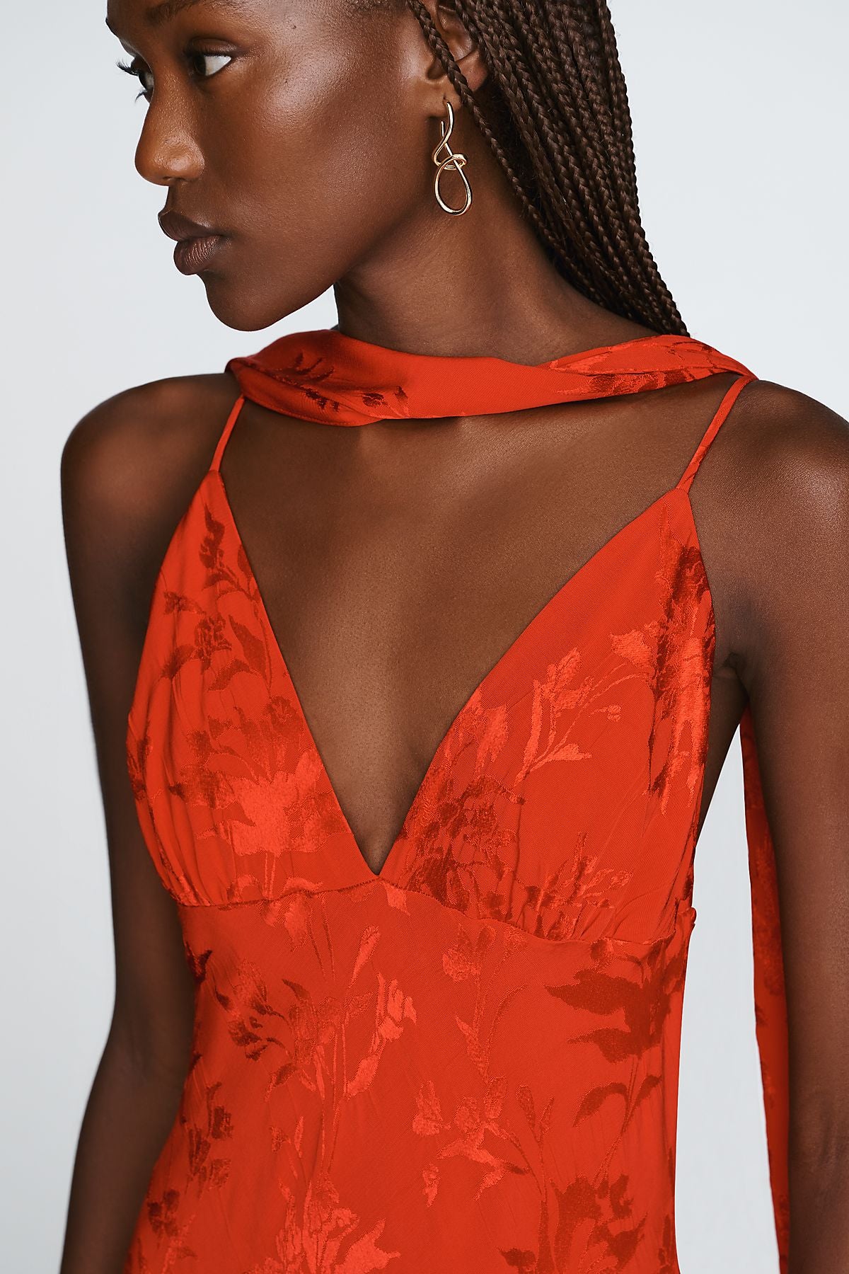 Maeve Clara Scarf-Neck Jacquard Midi Dress