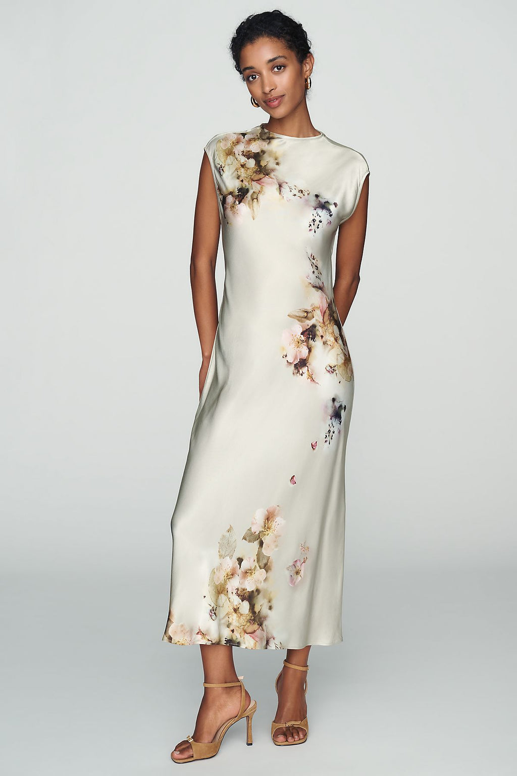 Maeve Charlette Mock Neck Midi Slip Dress
