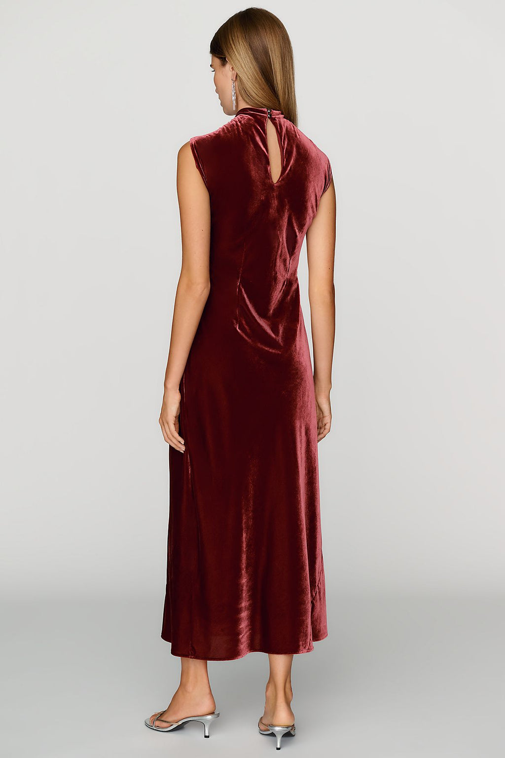 Maeve Charlette Velvet Mock Neck Midi Dress