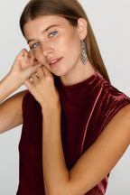 Maeve Charlette Velvet Mock Neck Midi Dress