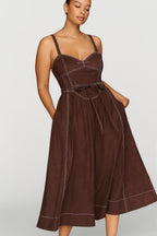 Mare Mare Faux Suede Seamed Midi Dress