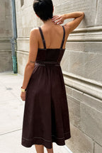 Mare Mare Faux Suede Seamed Midi Dress