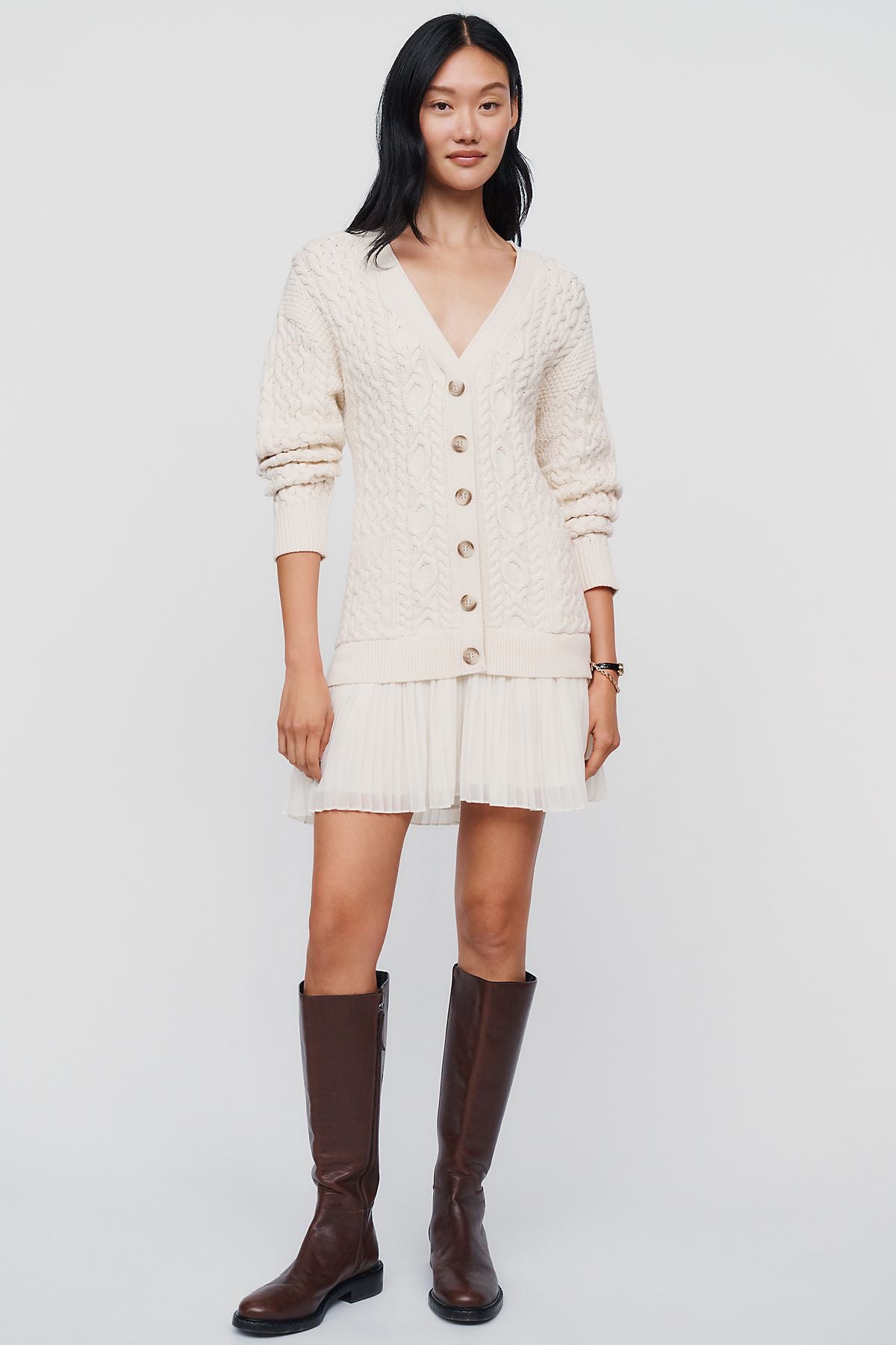 By Anthropologie Delphine Twofer Cardigan Mini Dress