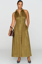 Exquise Tobie Faux Suede Sleeveless Shirtdress