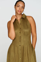 Exquise Tobie Faux Suede Sleeveless Shirtdress