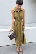 Exquise Tobie Faux Suede Sleeveless Shirtdress