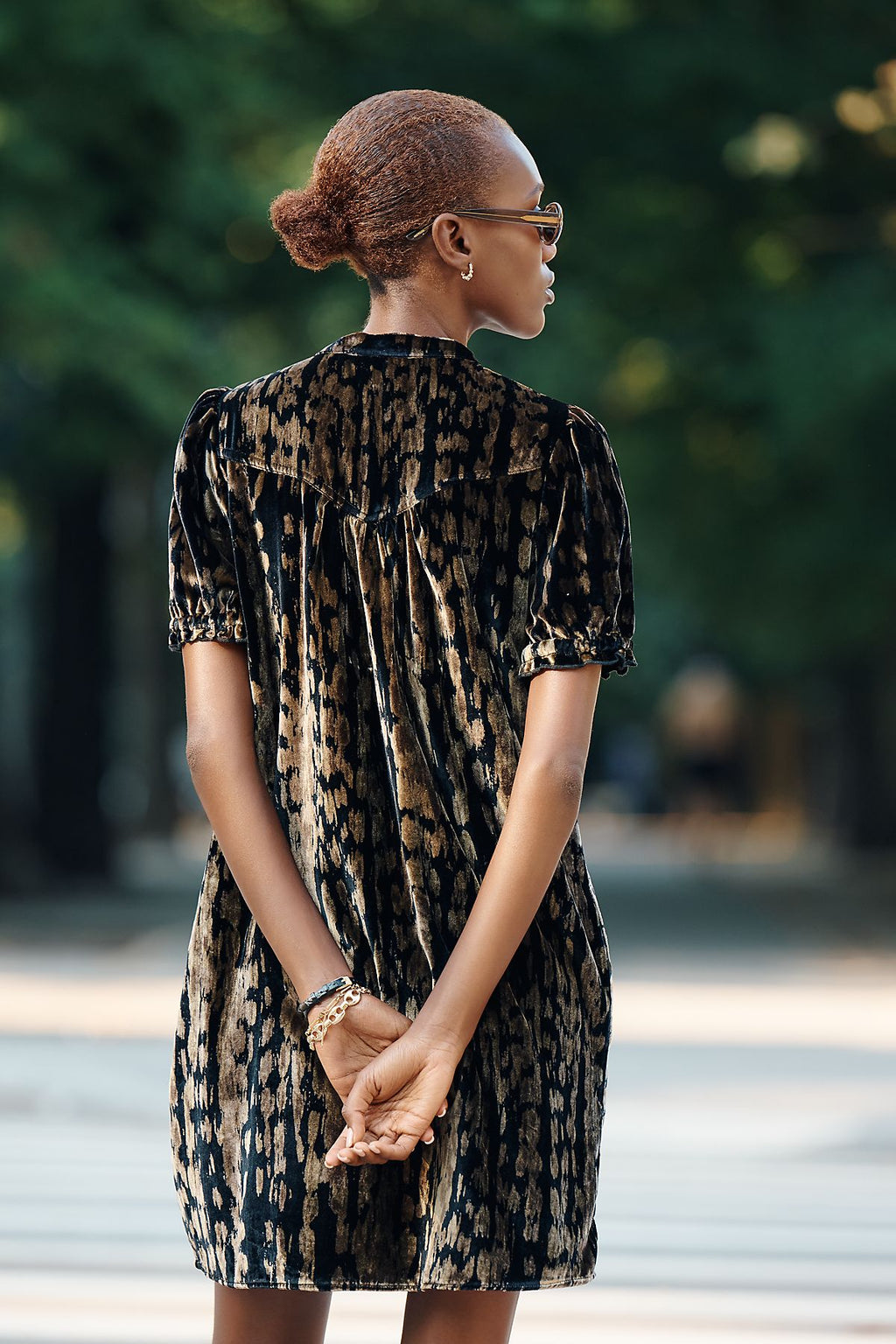 Pilcro Aly Velvet Puff-Sleeve Mini Dress