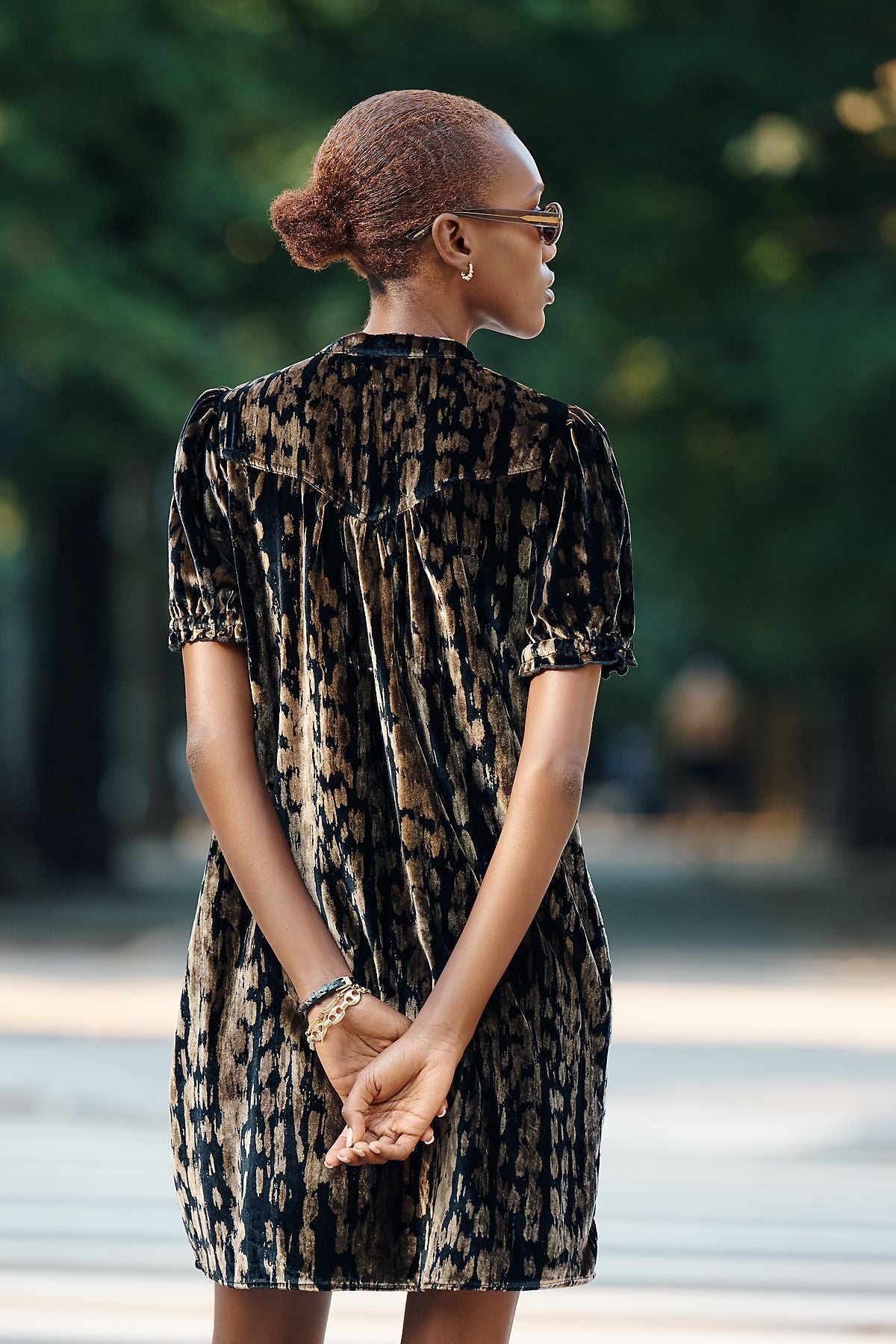Pilcro Aly Velvet Puff-Sleeve Mini Dress